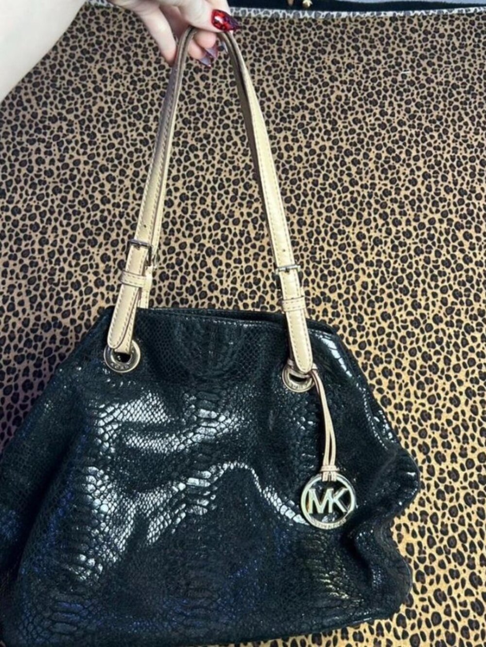 Michael Kors black tote bag